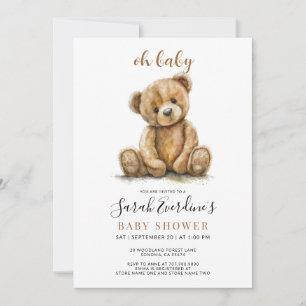 Invitation Oh Baby Teddy Bear Baby shower d'aquarelle