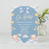 Invitation Oh Baby Teddy Bear Twinkle Little Star Baby Shower (Debout devant)