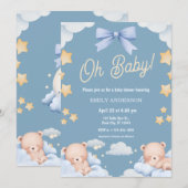 Invitation Oh Baby Teddy Bear Twinkle Little Star Baby Shower (Devant / Derrière)