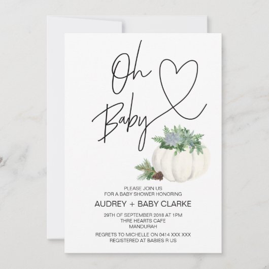 Invitation Oh Baby Thanksgiving Baby shower de Noël (Devant)