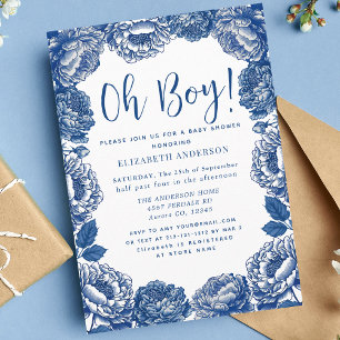 Invitation Oh Baby Toile De Jouy Baby shower Floral