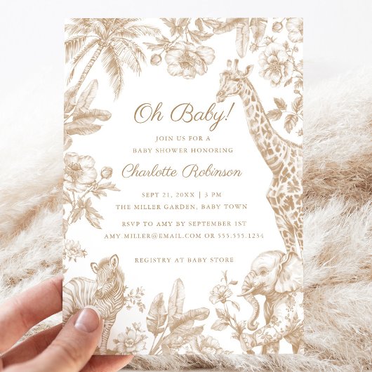 Invitation Oh Baby Tropical Jungle Safari Animaux Baby shower