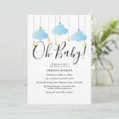 Invitation Oh Baby Twinkle Twinkle Baby shower bleu Sprinkle (Debout devant)