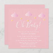 Invitation Oh Baby Twinkle Twinkle Baby shower rose (Devant / Derrière)