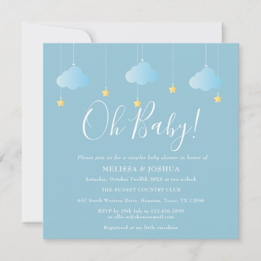 Invitation Oh Baby Twinkle Twinkle Couples Baby shower (Devant)