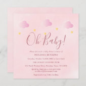 Invitation Oh Baby Twinkle Twinkle Soft Baby shower rose (Devant / Derrière)