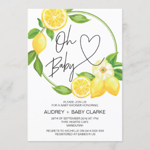 Invitation Oh Baby Unisex Baby shower Lemon de printemps