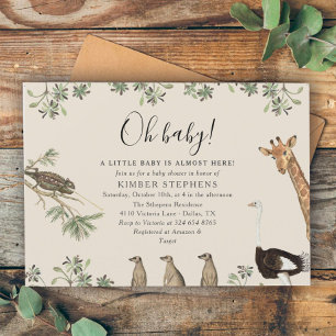 Invitation Oh Baby Vintage Safari animal bébé douche