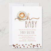 Invitation Oh Baby Watercolor Baby shower café (Devant)