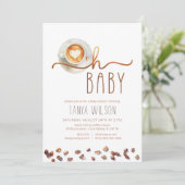 Invitation Oh Baby Watercolor Baby shower café (Debout devant)