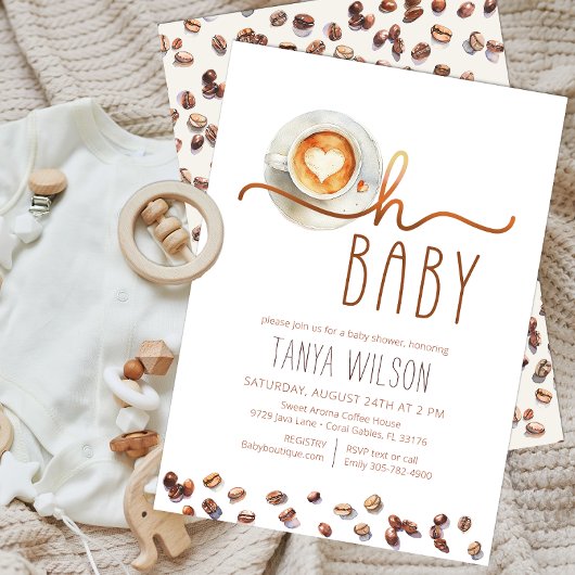 Invitation Oh Baby Watercolor Baby shower café