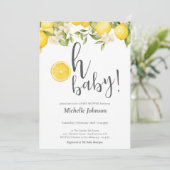 Invitation Oh Baby Watercolor Baby shower citron (Debout devant)