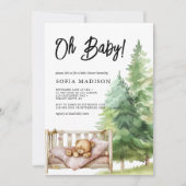 Invitation Oh Baby Watercolor Bois Teddy Baby shower Ours (Devant)