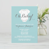 Invitation Oh Baby - Whimsical Blue Boy Party Douche (Debout devant)