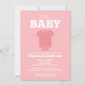 Invitation Oh Baby - Whimsical Tee Pastel Coral Baby shower (Devant)