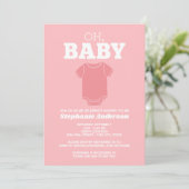 Invitation Oh Baby - Whimsical Tee Pastel Coral Baby shower (Debout devant)