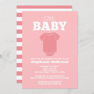 Invitation Oh Baby - Whimsical Tee Pastel Coral Baby shower