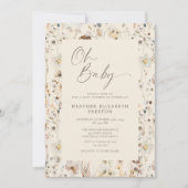 Invitation Oh Baby Wildflower Rustic Baby Shower  (Devant)