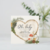 Invitation Oh Baby Wood Slice Champhroom Baby shower virtuel (Debout devant)