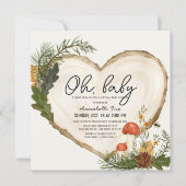 Invitation Oh Baby Wood Slice Champhroom Baby shower virtuel (Devant)