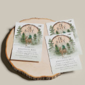 Invitation Oh Baby Woodland aquarelle Rustique Fête de Bébé 