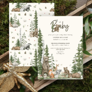 Invitation Oh Baby Woodland Forest Cute Animaux Baby shower