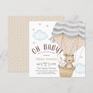 Invitation Oh Baby Woodland Teddy Bear Baby shower neutre