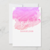 Invitation OH BÉBÉ ! Aquarelle Peach rose violet Baby shower (Dos)