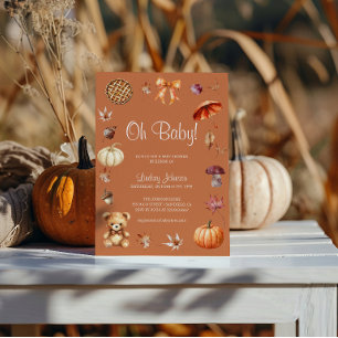 Invitation Oh Bébé Automne Fête de Bébé Terracotta