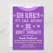 Invitation OH BÉBÉ Baby shower d'hiver Knit Sweater violet (Devant)