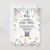 Invitation oh bébé, baby shower qr code fleurs sauvages flora (Devant)