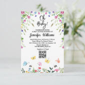 Invitation oh bébé, baby shower qr code fleurs sauvages flora (Debout devant)