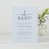 Invitation Oh Bébé Bleu Baby Shower (Debout devant)