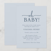 Invitation Oh Bébé Bleu Baby Shower (Devant / Derrière)
