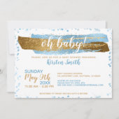Invitation Oh Bébé Bleu Or Simple Élégant Baby shower garçon (Devant)