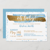 Invitation Oh Bébé Bleu Or Simple Élégant Baby shower garçon (Devant / Derrière)