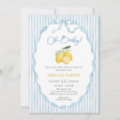 Invitation Oh Bébé Bleu Thème Citron Baby Shower (Devant)
