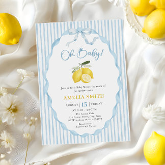 Invitation Oh Bébé Bleu Thème Citron Baby Shower