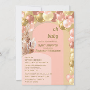 Invitation Oh bébé bohème arche de ballons pampas baby shower