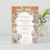 Invitation Oh Bébé Bohème Safari Tropical Animaux de la Jungl (Debout devant)