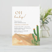 Invitation Oh Bébé Boho Désert Sud-Ouest Cactus Baby Shower (Debout devant)