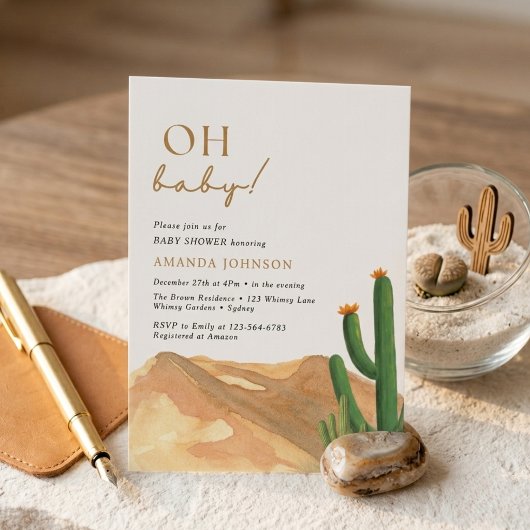 Invitation Oh Bébé Boho Désert Sud-Ouest Cactus Baby Shower
