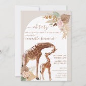 Invitation Oh Bébé Boho Tropicale Fête de Naissance Girafe Mè (Devant)