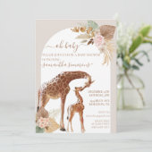 Invitation Oh Bébé Boho Tropicale Fête de Naissance Girafe Mè (Debout devant)