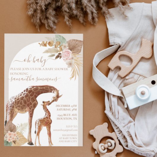 Invitation Oh Bébé Boho Tropicale Fête de Naissance Girafe Mè