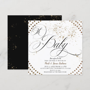 Invitation Oh Bébé Bronze Noir Moderne Co-ed Baby shower Chic