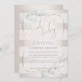 Invitation OH Bébé ! Calligraphie Ombré Taupe (Devant / Derrière)