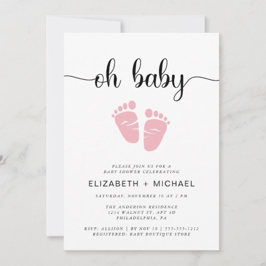 Invitation Oh Bébé Couples Bébé Fille Douche (Devant)