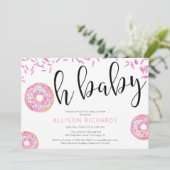 Invitation Oh bébé Donut fille baby shower (Debout devant)