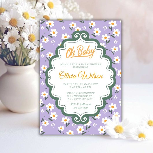 Invitation Oh Bébé | Douce fête prénatale de bébé Daisy